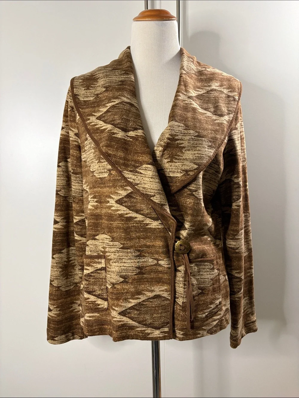 Ralph Lauren Southwestern Wrap Jacket Brown Aztec Cotton Size L - Picture 1 of 6